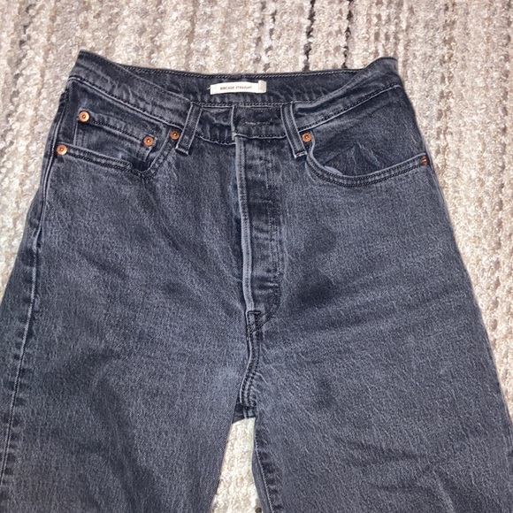 Levi’s black ribcage straight ankle button fly w27 l27 - Picture 3 of 8